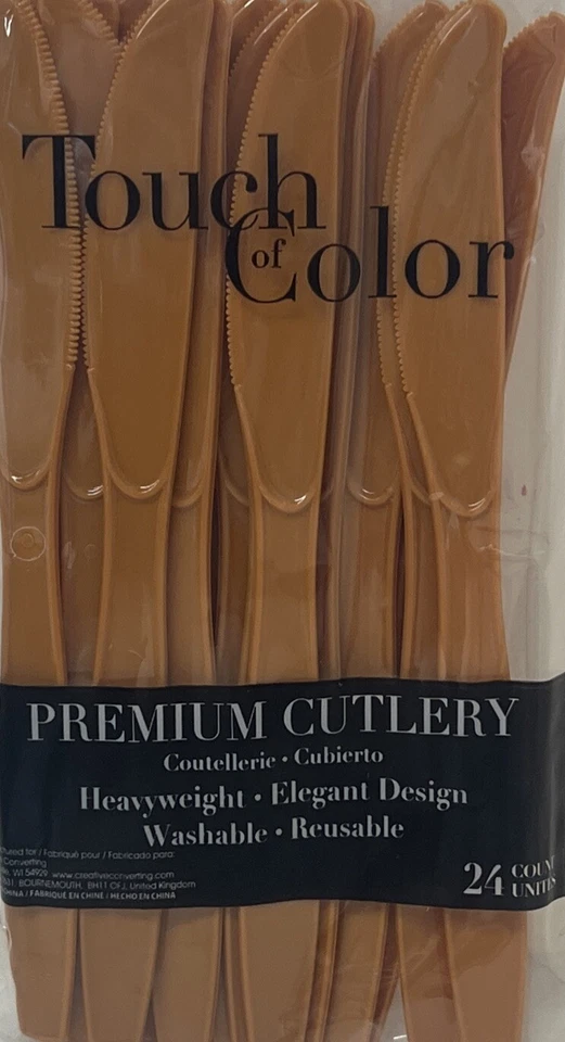 Pumpkin Spice Heavy Duty Plastic Knives 24 Per Pack Tableware Party Decorations - Image 1 of 1