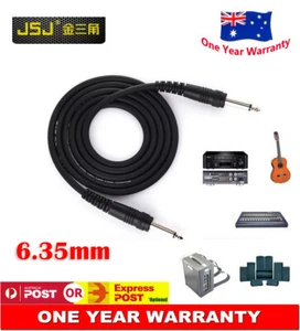 Premium 6.35mm 1/4" Male Guitar Audio Adapter Cable M/M 1.5m 5Ft Black Mono AU - Photo 1 sur 7