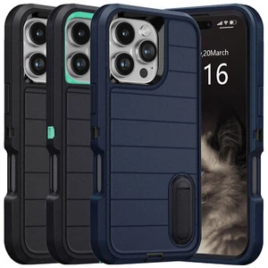 Heavy Duty Case Shockproof Stand Holder Cover For iPhone 16 Plus/16 Pro/Pro Max - Picture 1 of 33