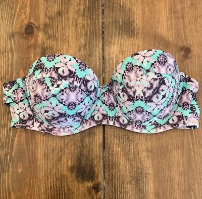 Island Soul Strapless Bikini Top Molded Cups Floral Small S Push Up - Image 1 of 4
