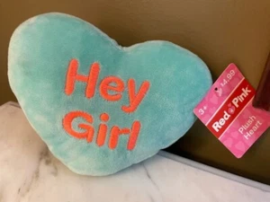 Conversation Heart "Hey Girl" heart pillow green orange new Teen Friendship - Picture 1 of 5