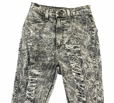 Pantalones de mezclilla para mujer Acid Wash talla 1 grises retro desgastados tiro alto ajustados vibrantes Miu Foto 1 de 4