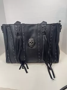 Women's Skull Fringe Studded Design Tote Bag - Picture 1 of 18