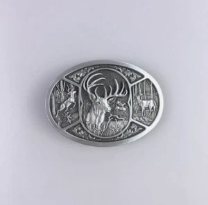Vintage Western Wildlife Hunter Hunting Deer Belt Buckle - Picture 1 of 5