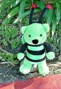 Plush Green Black Stripes Circus Bee Bear 10" tall - Picture 1 of 1
