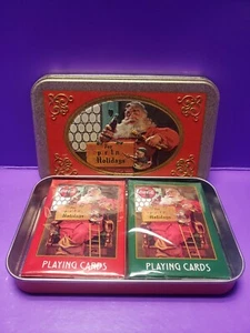 1998 Coca-Cola Nostalgia Playing Cards Christmas Collector Tin 2 Sealed Decks - Picture 1 of 3