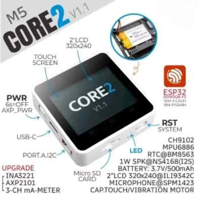 M5Stack Core2 V1.1 ESP32 Touch Screen Development Board Kit Bluetooth Control - Image 1 of 4