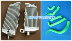 Green Aluminum Radiator + Hose For 1997-2006 Kawasaki KDX200/KDX220 05 04 03 02 - Picture 1 of 6