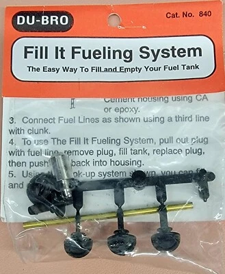 Original Du-Bro RC Plane Parts #840 Fill It Fueling System New In Package - Image 1 of 3