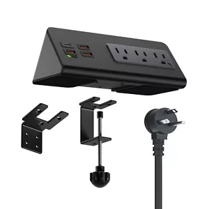 Edge-Mount Morsetto da Scrivania Striscia di Alimentazione 3 Prese AC, 4 Porte USB USB-C Ideale per Casa - Foto 1 di 10