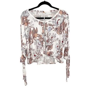 Free People blusa bianca con ritagli floreali e cravatte sulle maniche donna taglia XS - Foto 1 di 7