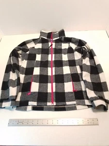 Columbia Black/White Plaid Girls Fleece Jacket Size14/16 Gently Used Condition  - Picture 1 of 12