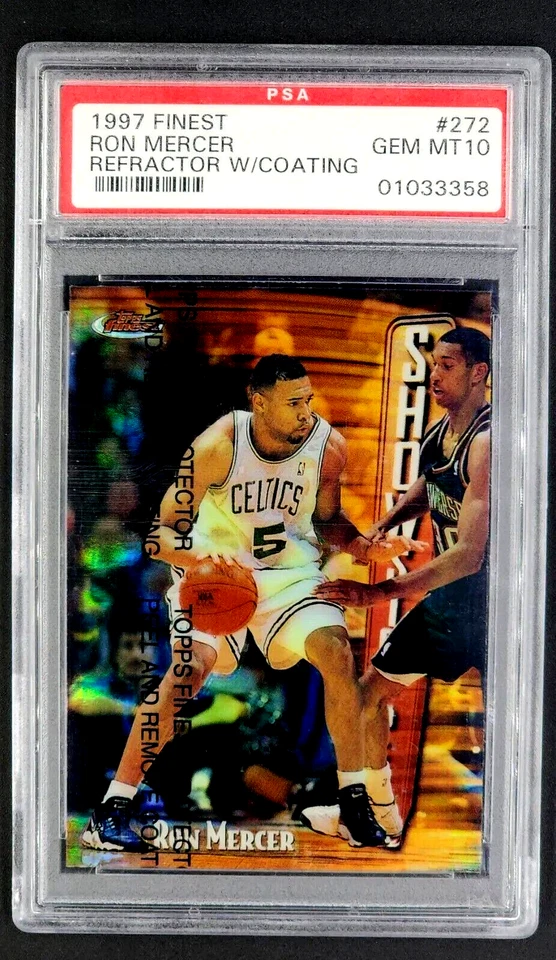 1997 Topps Finest Refractor with Coating #272 Ron Mercer PSA 10 Gem Mint POP 27 - Image 1 of 4