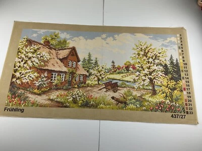Unbranded Needlepoint Tapestry Canvas Home Cottage Farm 2 35in By 17in 10 Count - Image 1 of 4