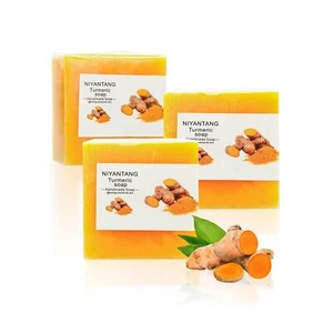3 PCS Turmeric Soap Bar, Natural Bar Soap for Face & Body, Handmade Tumeric B... - Picture 1 of 7
