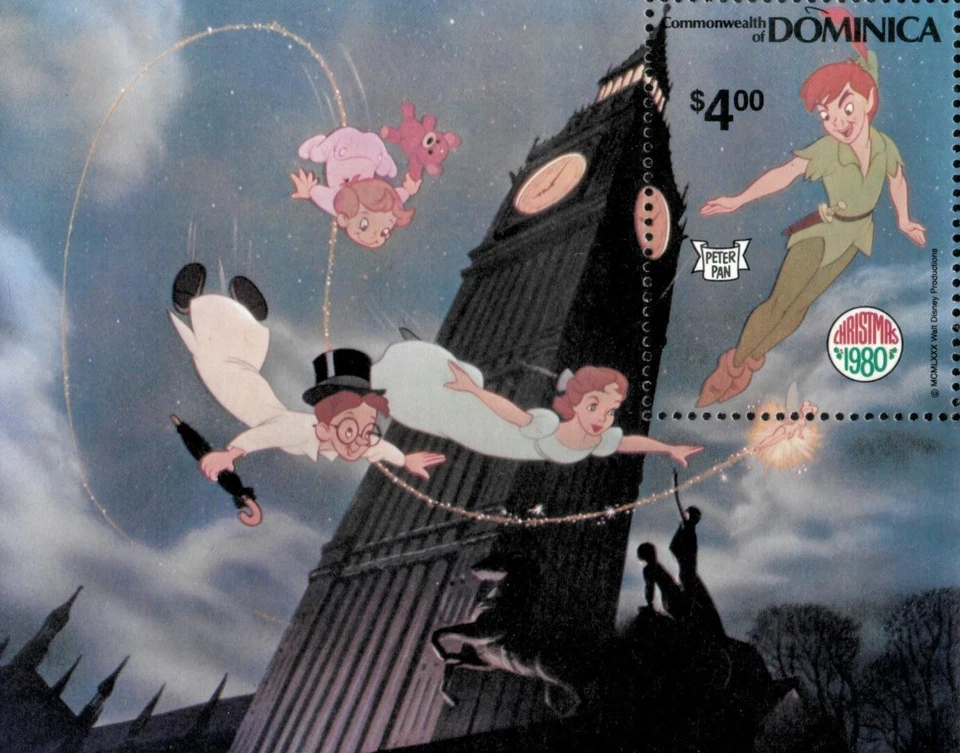 Dominica 1980 - Disney Christmas Peter Pan - Souvenir Stamp Sheet Scott #688 MNH - Image 1 of 1