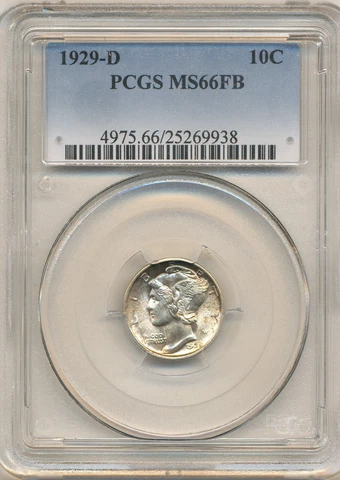 1929 D 10C Mercury Dime MS66 FB PCGS Cover