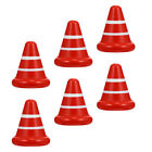  6 Pcs Red Wooden Road Cone Toy Child Traffic Sign Toys Roadblock Model