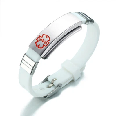 Pulsera de identificación de alerta médica personalizada de silicona para salvar vidas de emergencia Foto 1 de 4