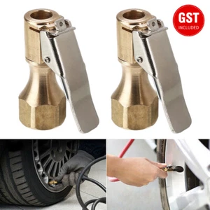 2 Pcs Car Tyre Wheel Tire Air Chuck Inflator Pump Valve Clip Straight Lock-On - Picture 1 of 10