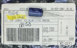ECA1CM102 TAPA PANASONIC ALUMINIO 1000UF 20% 16V RADIAL ROHS 50 PIEZAS - Imagen 1 de 1