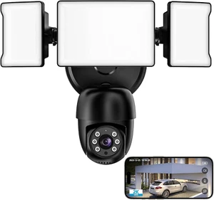 Outdoor Security Camera (2K) - 55W, 5500LM, 360° Pan/Tilt, Color Night Vision, M - Picture 1 of 12