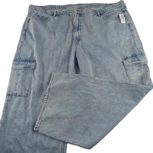 Old Navy Women's Sky-Hi Wide Leg Jeans Size 24 Light Wash Drapey Cargo - Picture 1 of 8