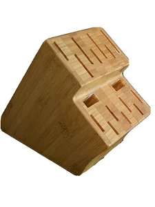 Pampered Chef Knife Block Bamboo Wooden Large 16 Slot - Picture 1 of 8