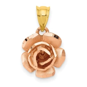 Real 14kt Two-tone Rose Charm - Picture 1 of 6