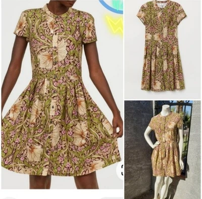 Vestido Botánico Morris Co x HM Floral Talla 6 Cottagecore Pimpinela Boho Plisado  Foto 1 de 4