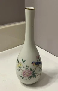 Vaso Otagiri uccellino blu Giappone vintage porcellana bocciolo floreale 7,5" dipinto a mano - Foto 1 di 4