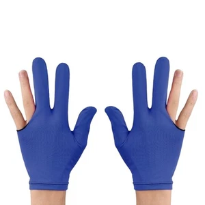 Spandex Snooker Handschuh Dreifinger Pool Billard Handschuh Links- oder Rechtshand blau  - Bild 1 von 3