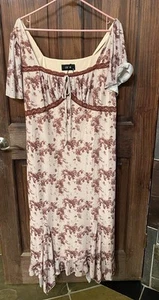 Maxikleid Apfelwein Netz Jersey Blumen Spitzenbesatz geknotet Kurve 1XL Landhaus Kern - Bild 1 von 5