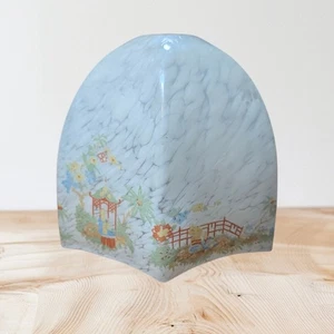 Vintage Glass Japanese Imagery Lamp Shade Vgc 60's 70's Mid Century  - Picture 1 of 7