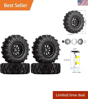 Durable 1.0 Mud Tires and Beadlock Wheels for Micro Crawler Vehicles - Black - Image 1 of 4