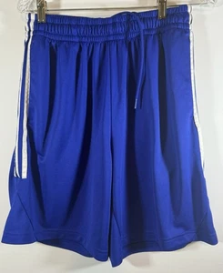 Adidas Men’s Climalite Athletic Shorts Blue/ White Pockets Drawstring Size L - Picture 1 of 8