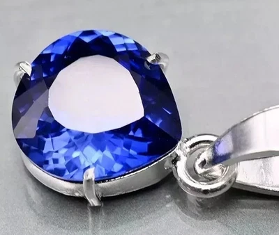 Colgante de plata maciza 925 con zafiro azul natural certificado 35 quilates piedras preciosas sueltas Foto 1 de 4