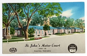 St Johns Motor Court Kearney Nebraska NE Postcard c1950s Street View Highway 30 - Picture 1 of 2