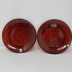 Vintage Luminarc D’ Arques Durant Rubinrot Kristall 8” Salatteller Frankreich - Bild 1 von 4