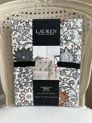 Lauren Ralph Lauren Floral Blue Multi 60”x104” Tablecloth NEW - Image 1 of 3