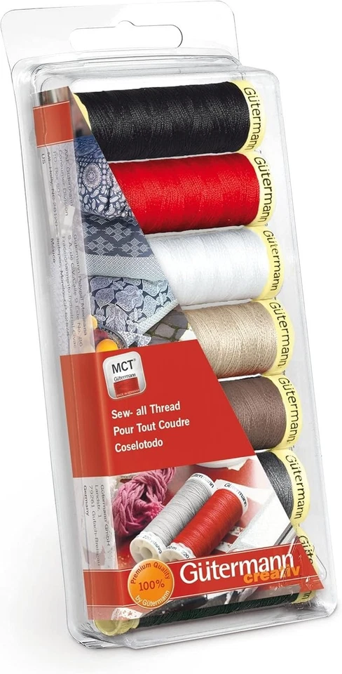 Gutermann Sew-All Polyester Thread ~ Basic Colors ~ 7 Spools ~ 110 Yds Each - Image 1 of 1