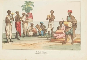 COSTUMI INDIANI ISTRUMENTI MUSICALI MUSICAL INSTRUMENTS 1860 CIRCA INDIA ASIA - Picture 1 of 2