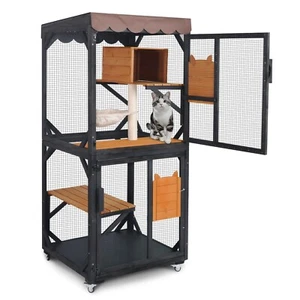 Outdoor Catio Large Cat Enclosure with Wheels Cat House for Window,Garden 71.8" - Picture 1 of 6