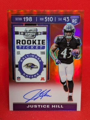 2019 Contenders Optic Ticket Red Justice Hill #125 Rookie Auto RC **146/199** - Image 1 of 2
