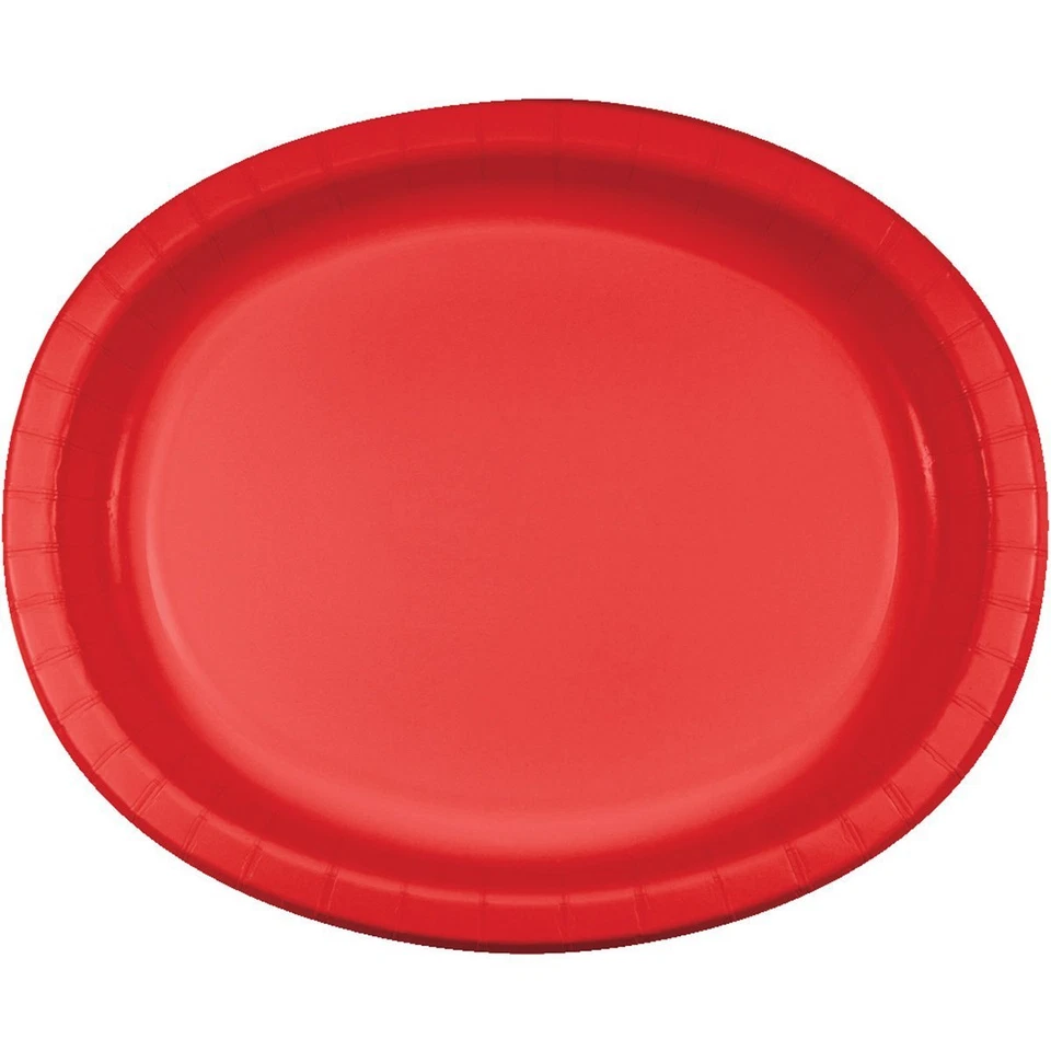 Creative Converting 20 Count Oval Paper Platters, Classic Red 12" x 10" - Image 1 of 1