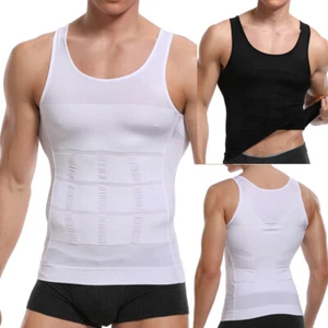 Mens Slimming Tummy Body Shaper Vest Compression T-Shirt Ultra Durable Tank Tops - Picture 1 of 31