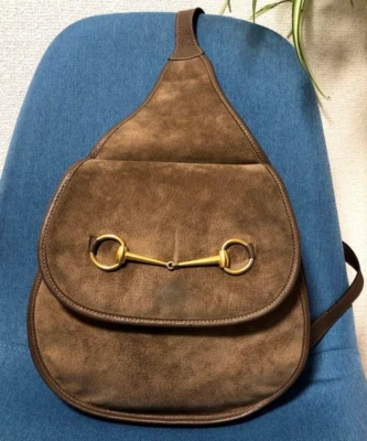 GUCCI Horsebit Schultertasche Wildleder Braun Selten Große Kapazität Luxus - Bild 1 von 4
