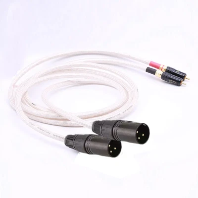 Pair HiFi OCC Copper Silver Plated Cord RCA To XLR Male Female Plug Audio Cables - Image 1 of 4
