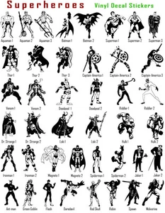 Super Heroes Vinyl Decal Sticker Car Window Superman Batman Captain USA Seller - Picture 1 of 46