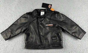 Harley Davidson Kleinkind Jacke 24M Kunstleder Motorrad Biker Adler Logo Blac - Bild 1 von 10